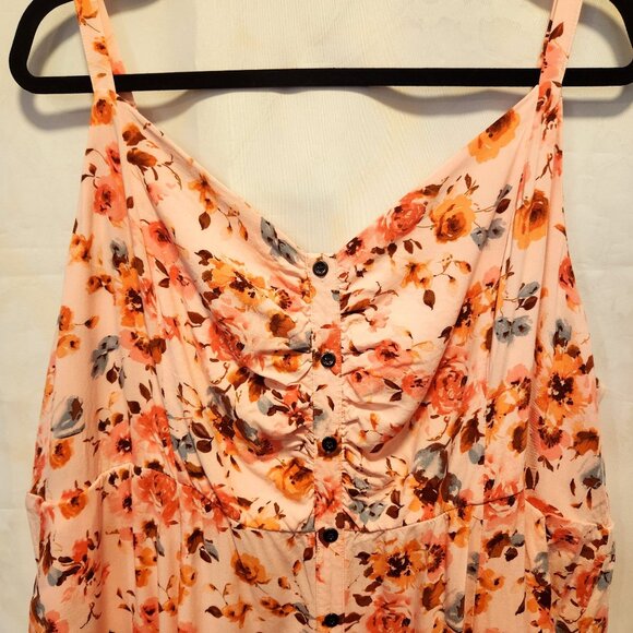 Torrid Sleeveless‎ Smocked Challis Midi Dress Size 4 Pink Floral Empire Waist - Picture 2 of 10